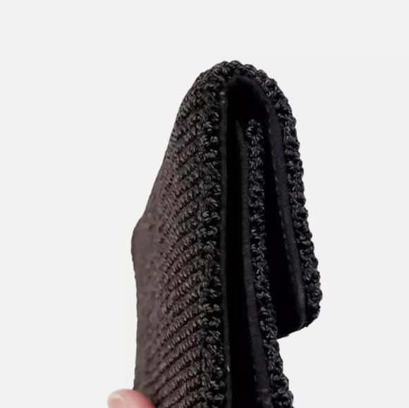 The Sak Women's Black Crochet Trifold Wallet Fold over Snap Closure - Picture 12 of 14